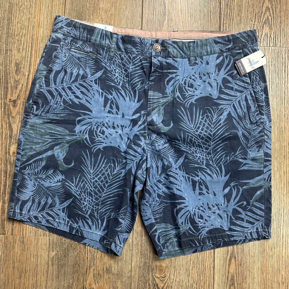 Johnnie-O Roxbury Palm Print Indigo Shorts Men Size 34 Chambray Blue JMSH1850